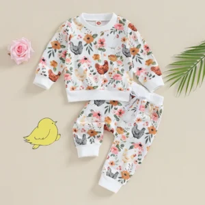 Baby Girl Flower Print Clothes Set