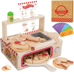 68 PCS Wooden Pizza Toy Set for Kids