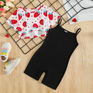 Toddler Girls Strawberry Print Outfit